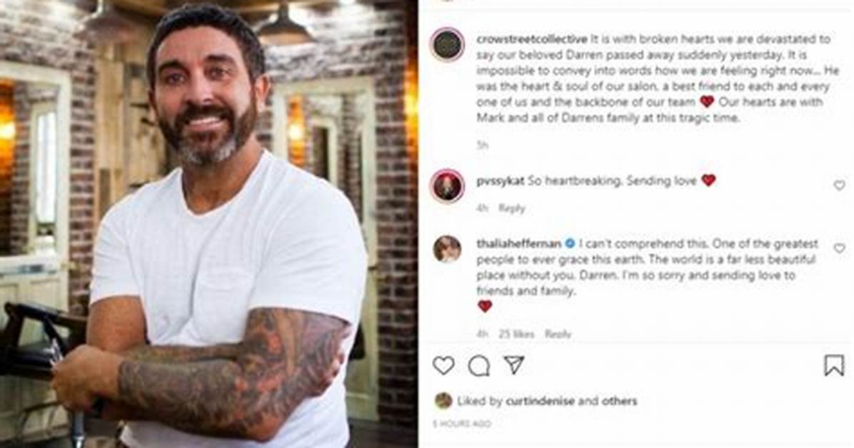 Darren Lacken Rip: Crow Street Hairstylist Is Dead, Obituary- Meet Partner Mark Talbot