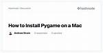 How to Install Pygame on Mac