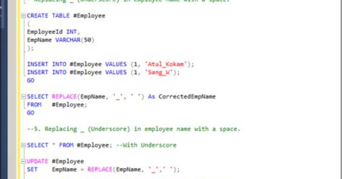 How to Write Replace Query in Sql