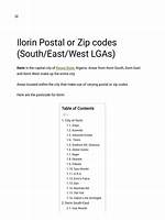 Ilorin Postal or Zip Codes (South/East/West Lgas)
