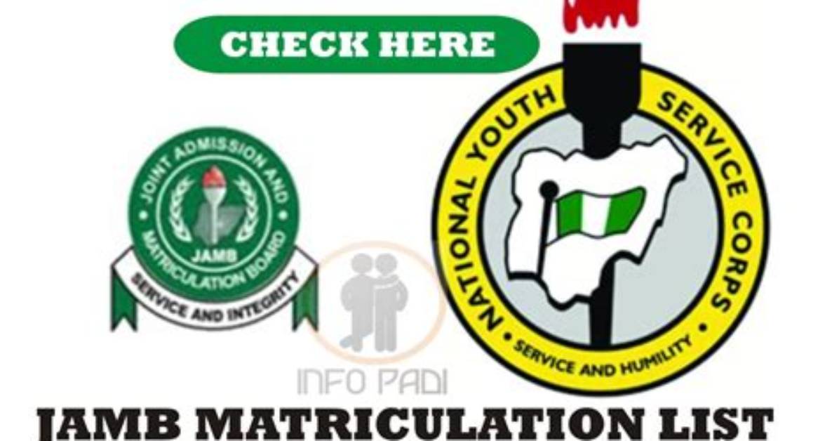 Jamb Matriculation List for Nysc Mobilization