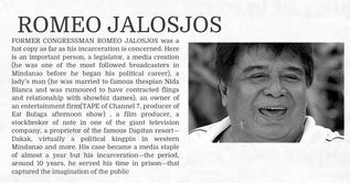 Romeo Jalosjos Rape Case: Is He in Jail? Arrest Charge