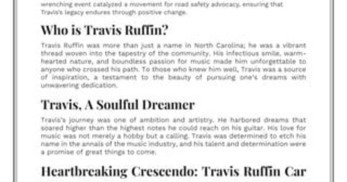 Travis Ruffin Car Accident: How Did Travis Ruffin Die?