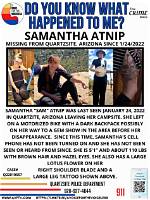 Who Is Samantha Atnip Missing from Quartzsite? Update on the Status of Her Case as the Family Is Worried