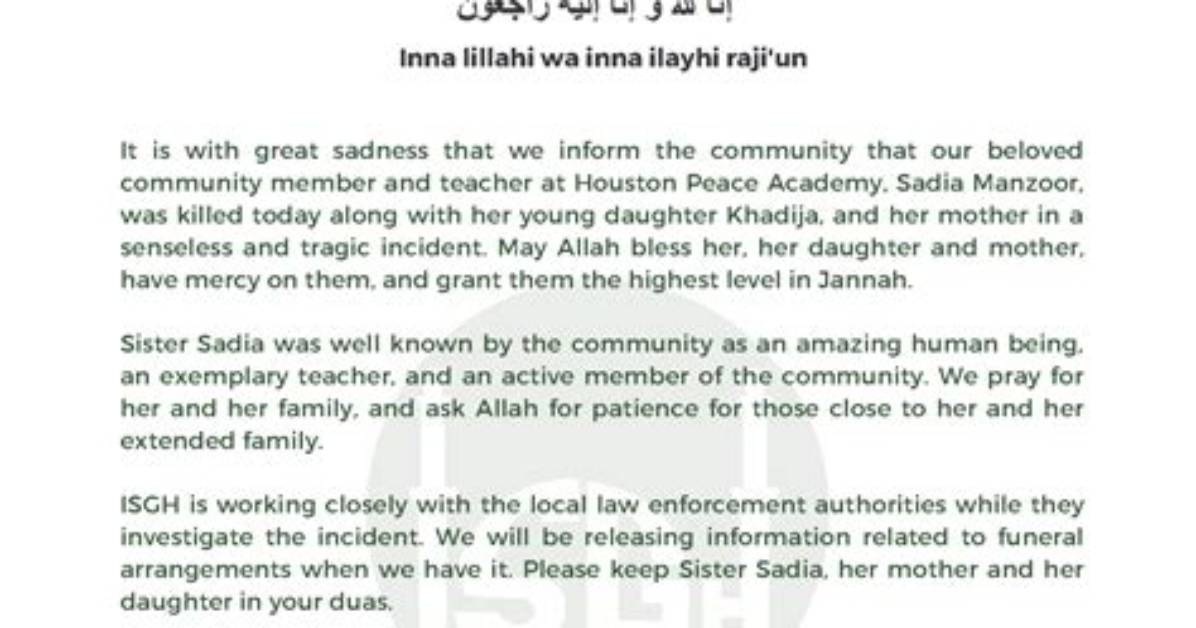 Who Was Sadia Manzoor from Houston Peace Academy?